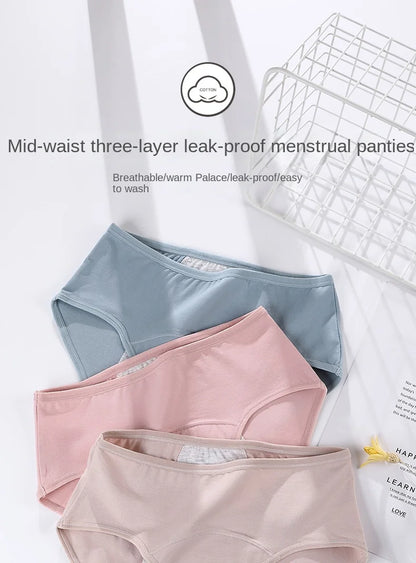 Absorable women's pure cotton menstrual briefs lingerie